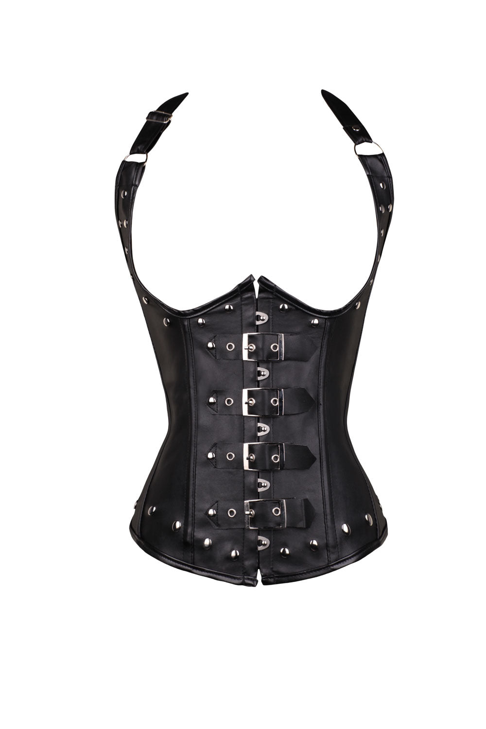 Halter Corset Sexy Belly Corset Leather Punk Rivet Sun Button Goth Shapewear