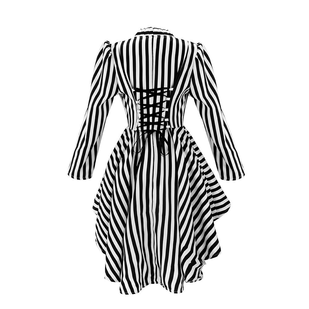 Medieval steampunk Victorian retro irregular striped coat tailcoat