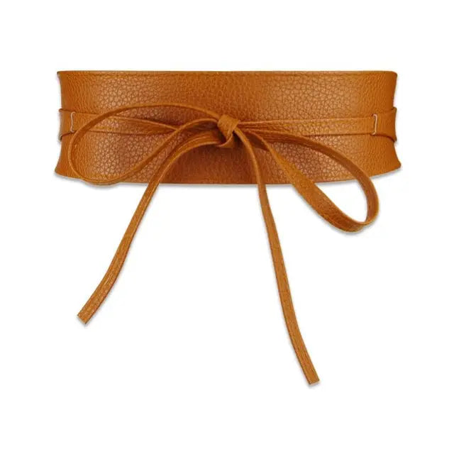 Women Belt for Dress Leather Bowknot Wide Belts Simple Wrap Waistband Coat Corset Designer Luxury Brand  Waistbelt
