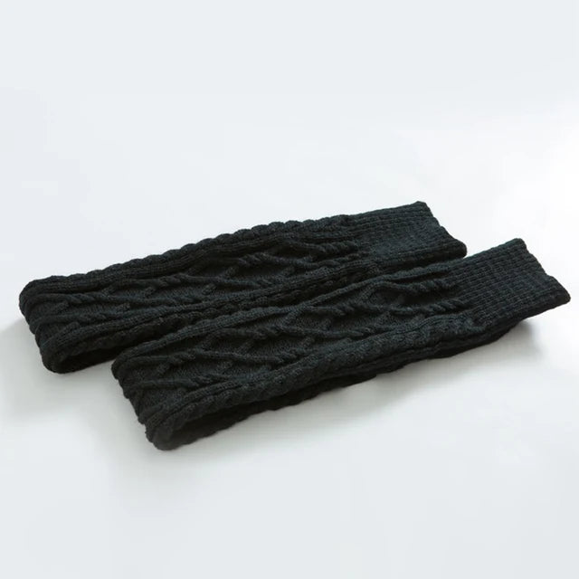 Knitted knee over foot warm leg socks knitted yarn warm knee pads double diamond shaped floor socks