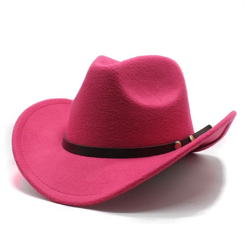 Western United States Denim Hat Felt Hat Mens And Womens Horse Riding Hat Curled Imitation Wool Jazz Hat Denim Hat