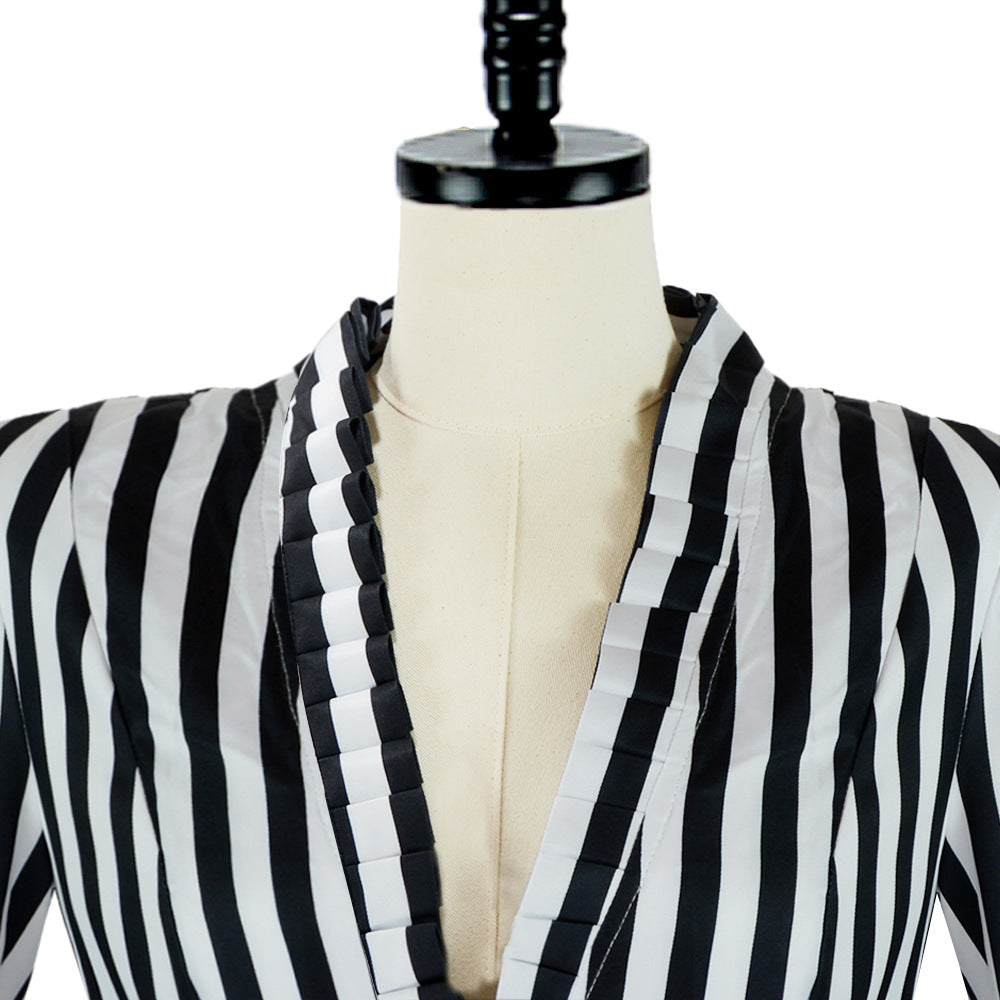 Medieval steampunk Victorian retro irregular striped coat tailcoat