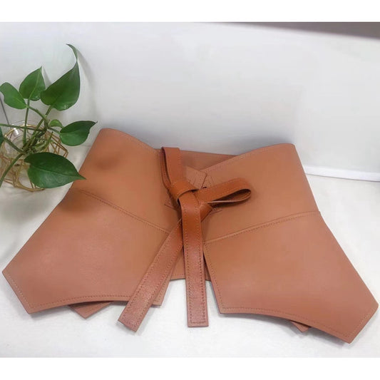 Sculpted Arc Leather Waist Corset Belt