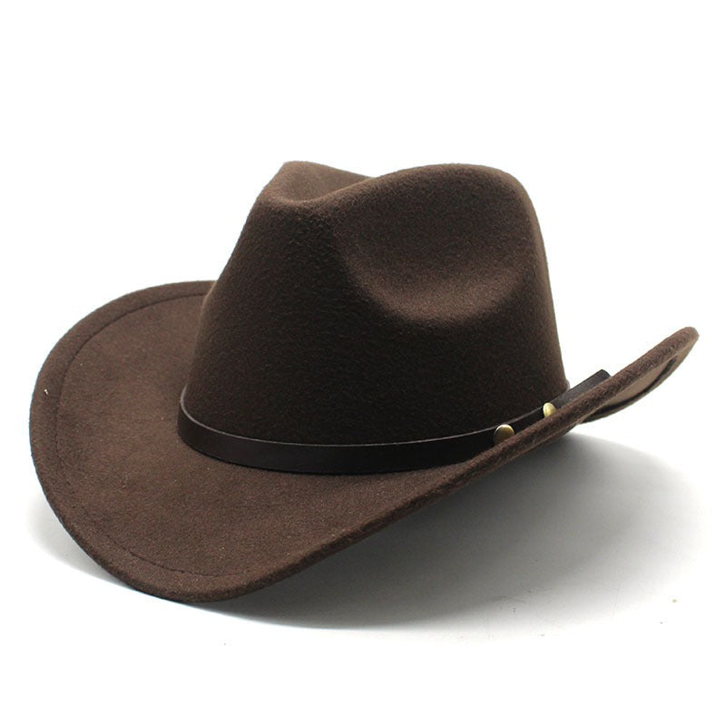 Western United States Denim Hat Felt Hat Mens And Womens Horse Riding Hat Curled Imitation Wool Jazz Hat Denim Hat