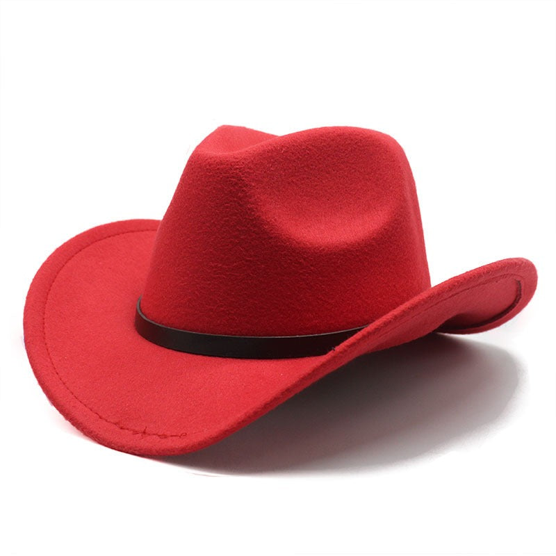 Western United States Denim Hat Felt Hat Mens And Womens Horse Riding Hat Curled Imitation Wool Jazz Hat Denim Hat