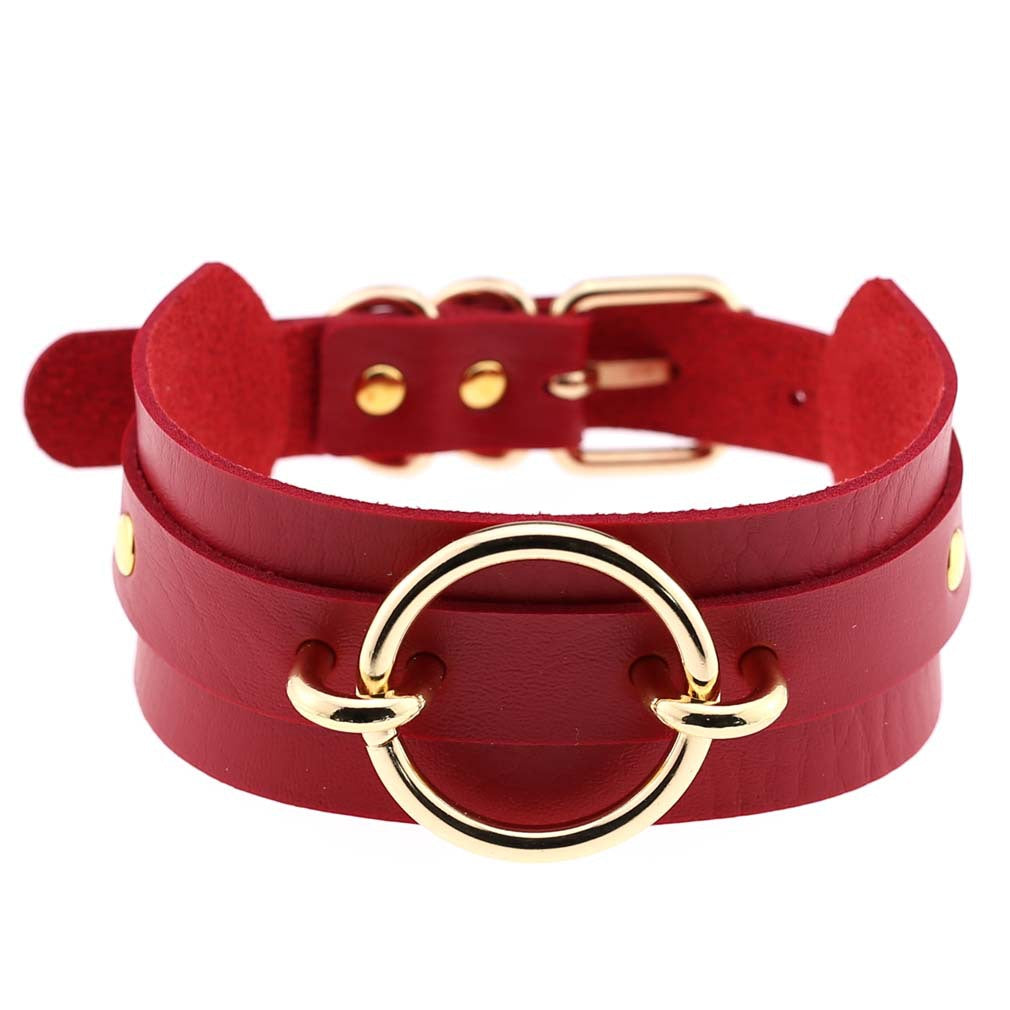 Exaggerated PU Leather Collar Neck Cover Wild O-shaped Necklace Neck Chain