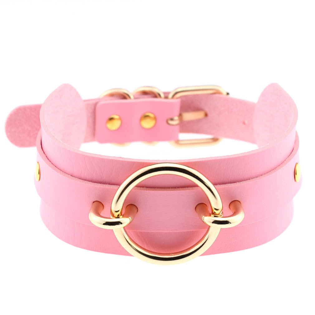 Exaggerated PU Leather Collar Neck Cover Wild O-shaped Necklace Neck Chain