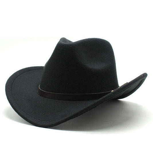 Western United States Denim Hat Felt Hat Mens And Womens Horse Riding Hat Curled Imitation Wool Jazz Hat Denim Hat