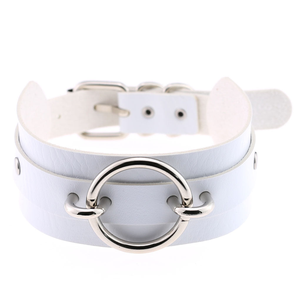 Exaggerated PU Leather Collar Neck Cover Wild O-shaped Necklace Neck Chain