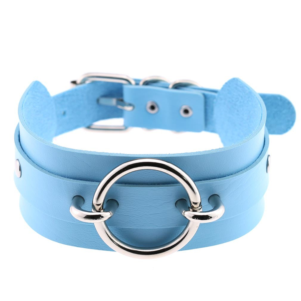 Exaggerated PU Leather Collar Neck Cover Wild O-shaped Necklace Neck Chain