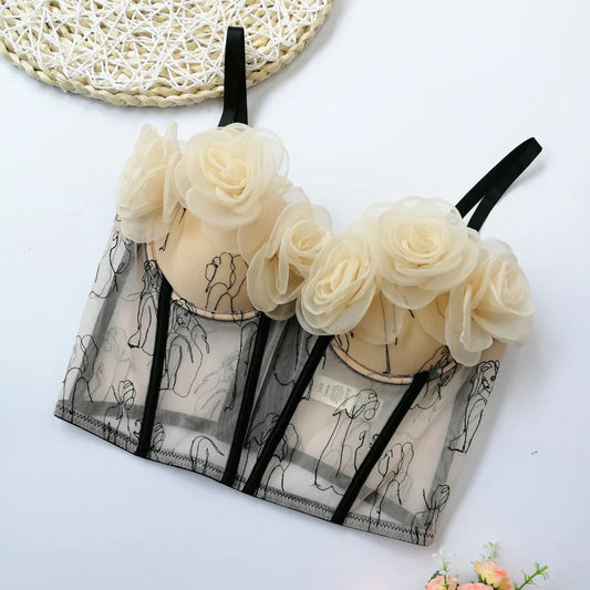 Sweet Bloom Mesh Corset Top