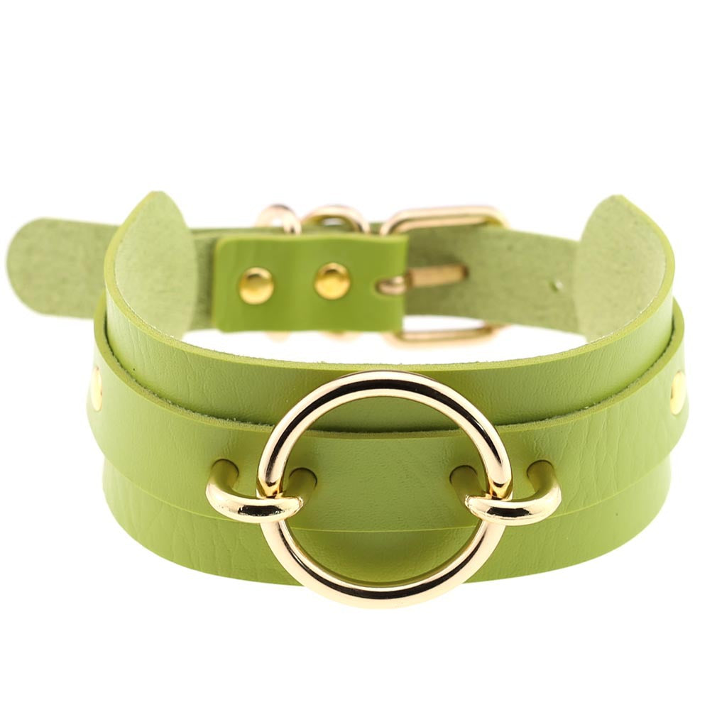 Exaggerated PU Leather Collar Neck Cover Wild O-shaped Necklace Neck Chain