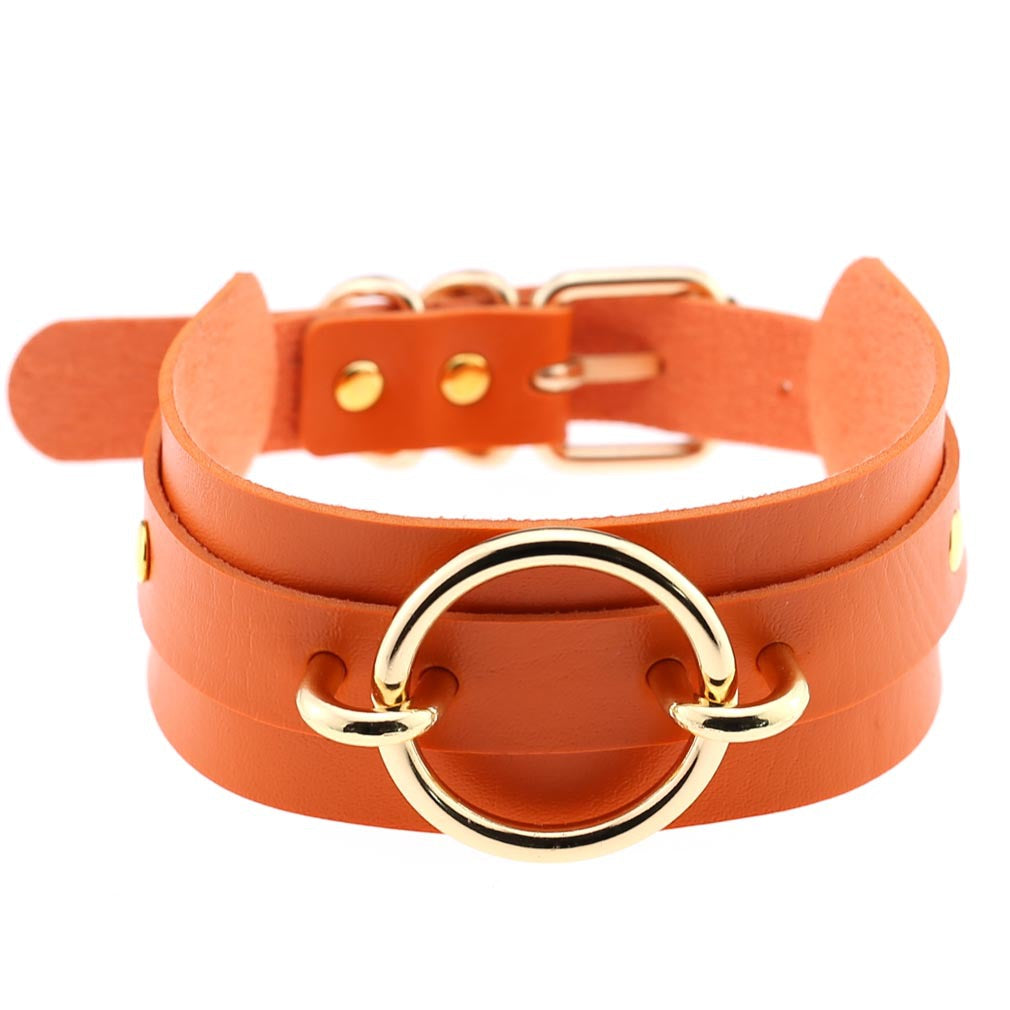 Exaggerated PU Leather Collar Neck Cover Wild O-shaped Necklace Neck Chain