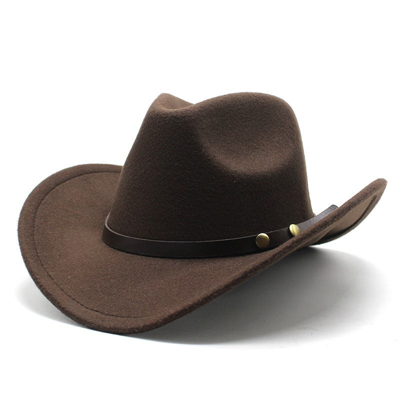 Western United States Denim Hat Felt Hat Mens And Womens Horse Riding Hat Curled Imitation Wool Jazz Hat Denim Hat