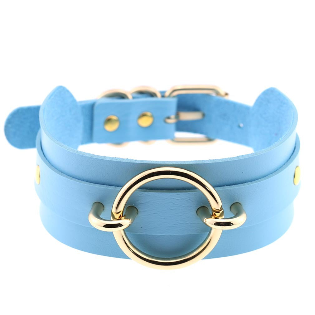 Exaggerated PU Leather Collar Neck Cover Wild O-shaped Necklace Neck Chain