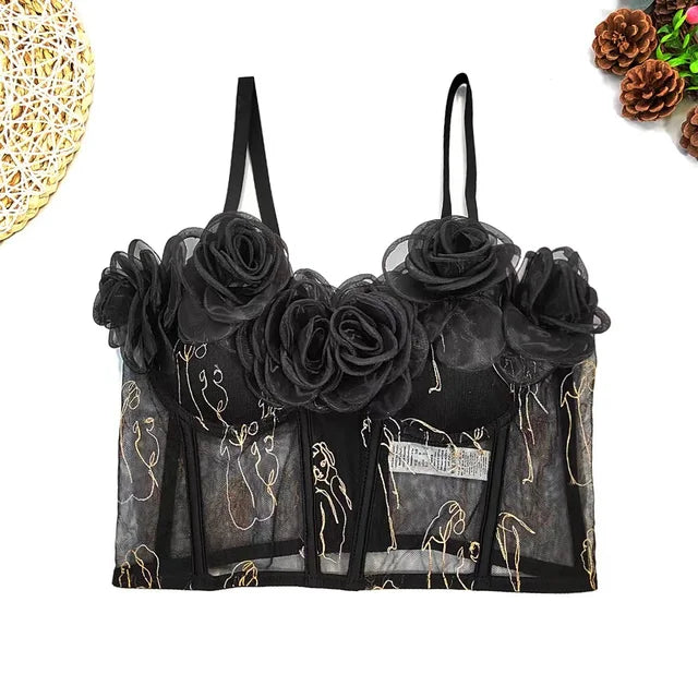 Sweet Bloom Mesh Corset Top