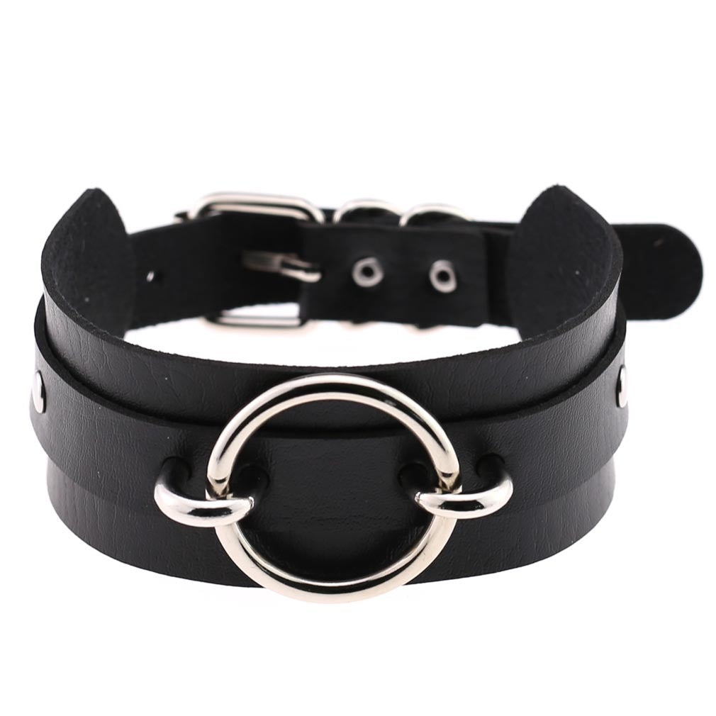 Exaggerated PU Leather Collar Neck Cover Wild O-shaped Necklace Neck Chain