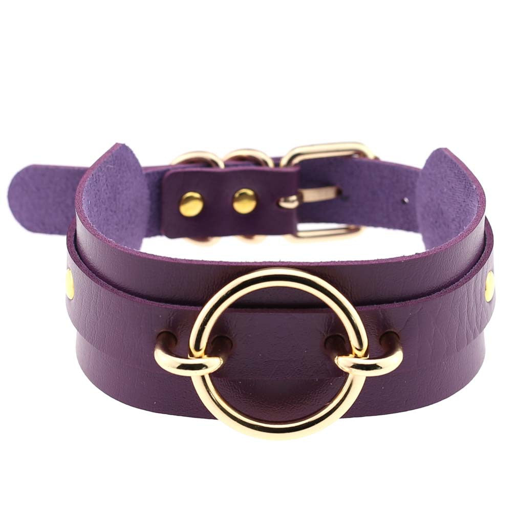 Exaggerated PU Leather Collar Neck Cover Wild O-shaped Necklace Neck Chain