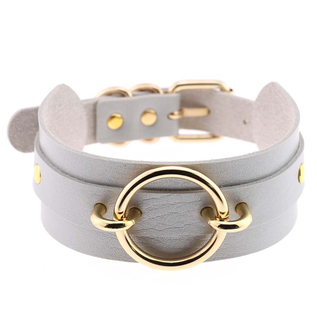 Exaggerated PU Leather Collar Neck Cover Wild O-shaped Necklace Neck Chain