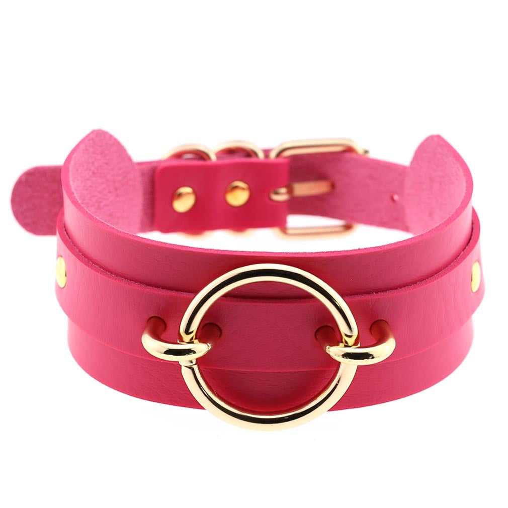 Exaggerated PU Leather Collar Neck Cover Wild O-shaped Necklace Neck Chain