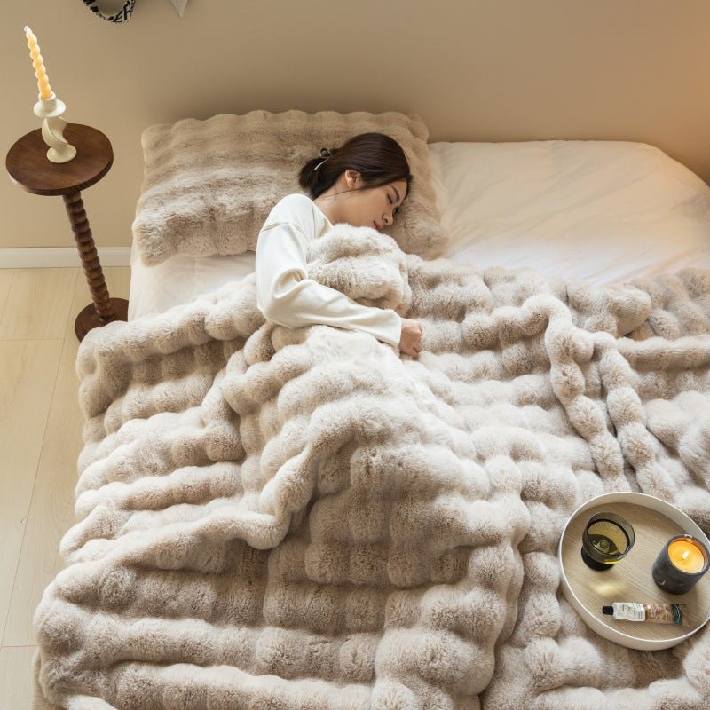 Double-Sided Rabbit Fleece Blanket – Plush, Soft, and Seriously Cozy