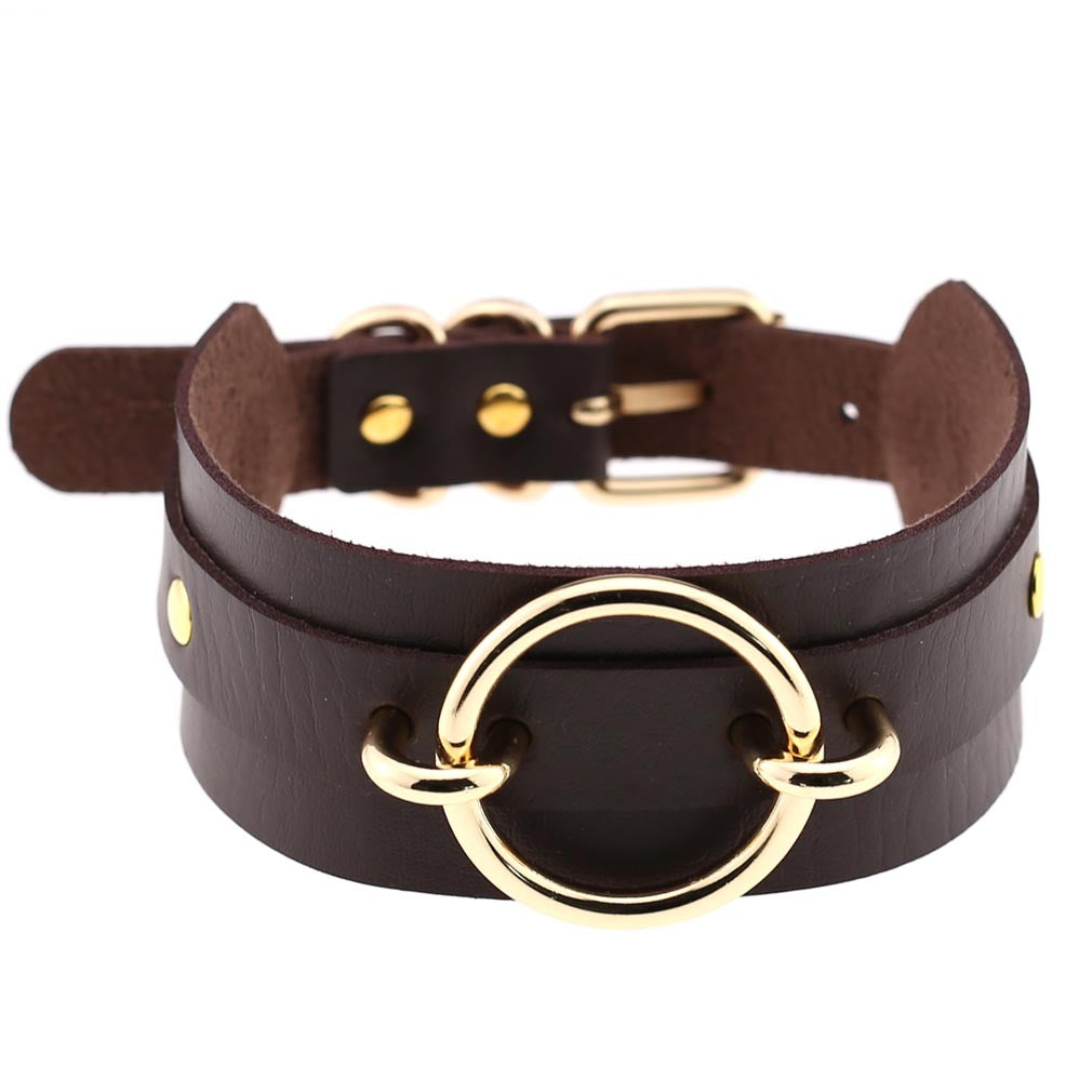 Exaggerated PU Leather Collar Neck Cover Wild O-shaped Necklace Neck Chain