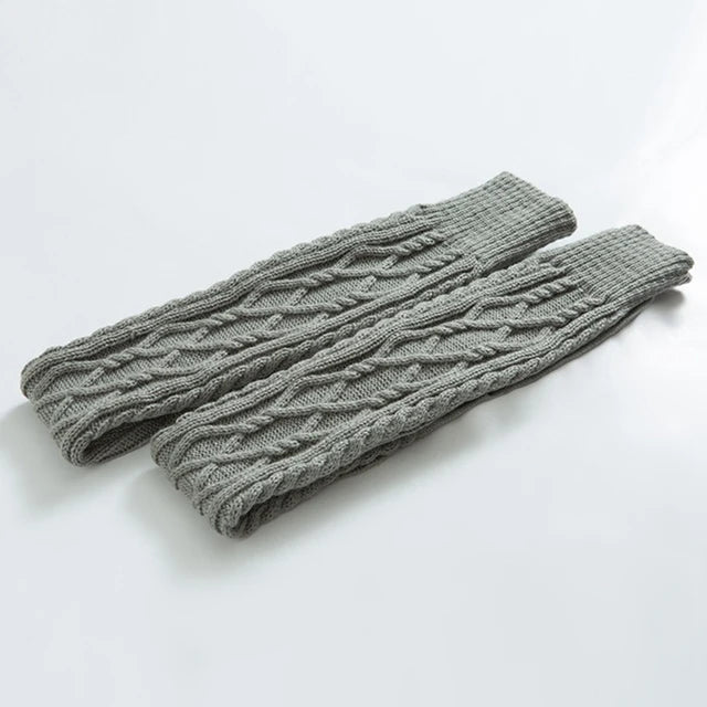 Knitted knee over foot warm leg socks knitted yarn warm knee pads double diamond shaped floor socks