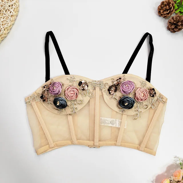 Sweet Bloom Mesh Corset Top