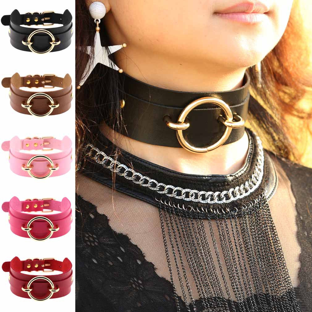 Exaggerated PU Leather Collar Neck Cover Wild O-shaped Necklace Neck Chain