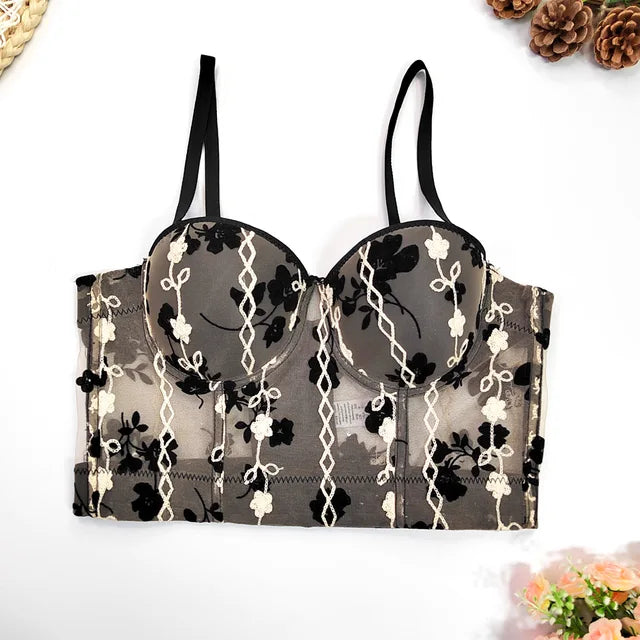 Sweet Bloom Mesh Corset Top