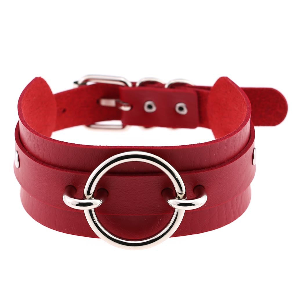 Exaggerated PU Leather Collar Neck Cover Wild O-shaped Necklace Neck Chain