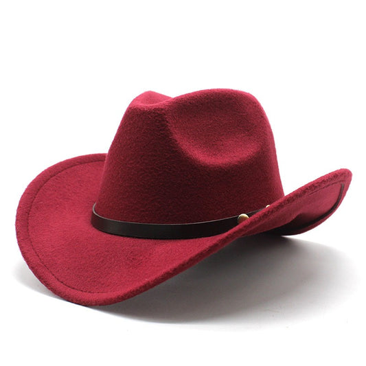 Western United States Denim Hat Felt Hat Mens And Womens Horse Riding Hat Curled Imitation Wool Jazz Hat Denim Hat