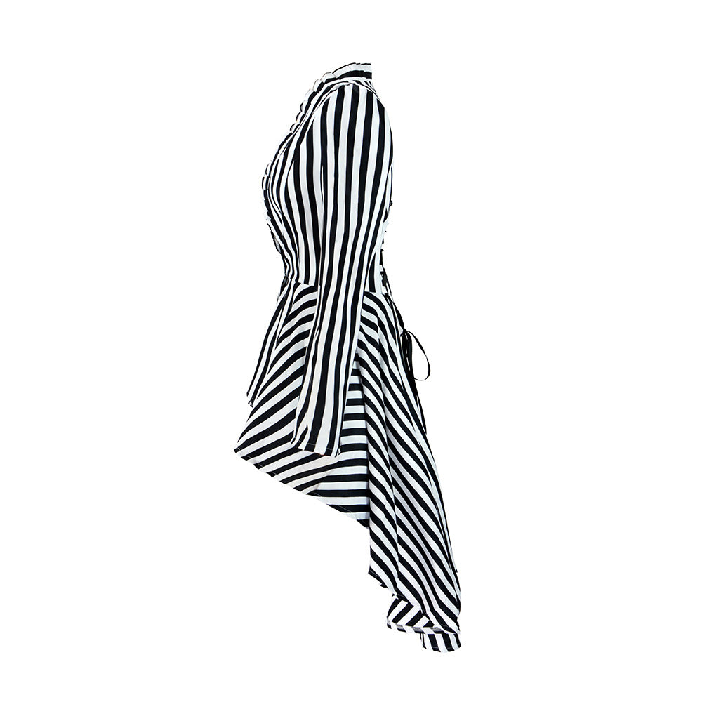 Medieval steampunk Victorian retro irregular striped coat tailcoat
