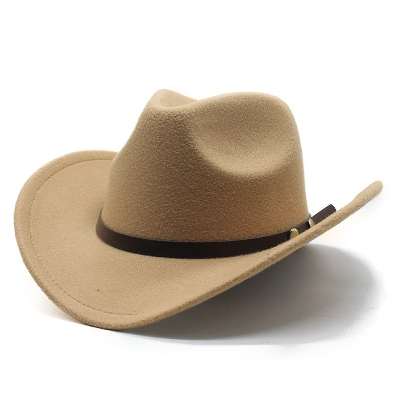 Western United States Denim Hat Felt Hat Mens And Womens Horse Riding Hat Curled Imitation Wool Jazz Hat Denim Hat