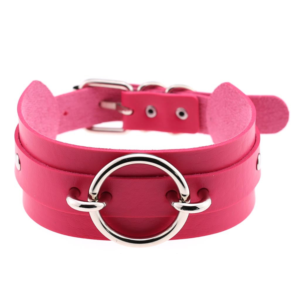 Exaggerated PU Leather Collar Neck Cover Wild O-shaped Necklace Neck Chain