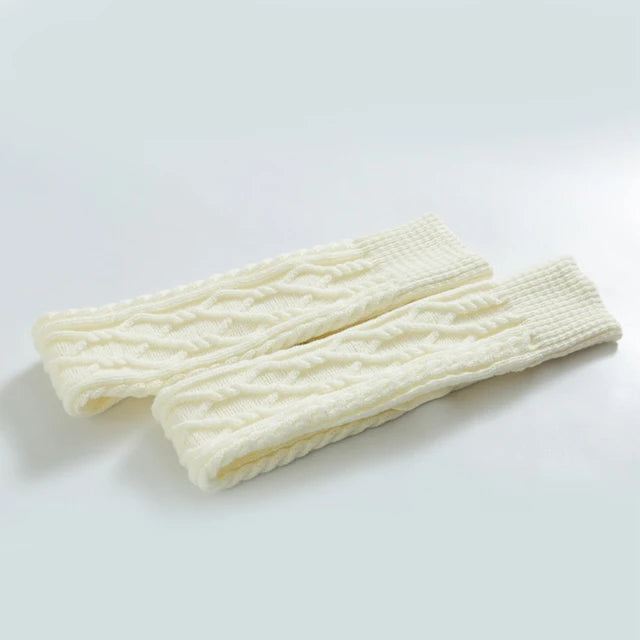 Knitted knee over foot warm leg socks knitted yarn warm knee pads double diamond shaped floor socks