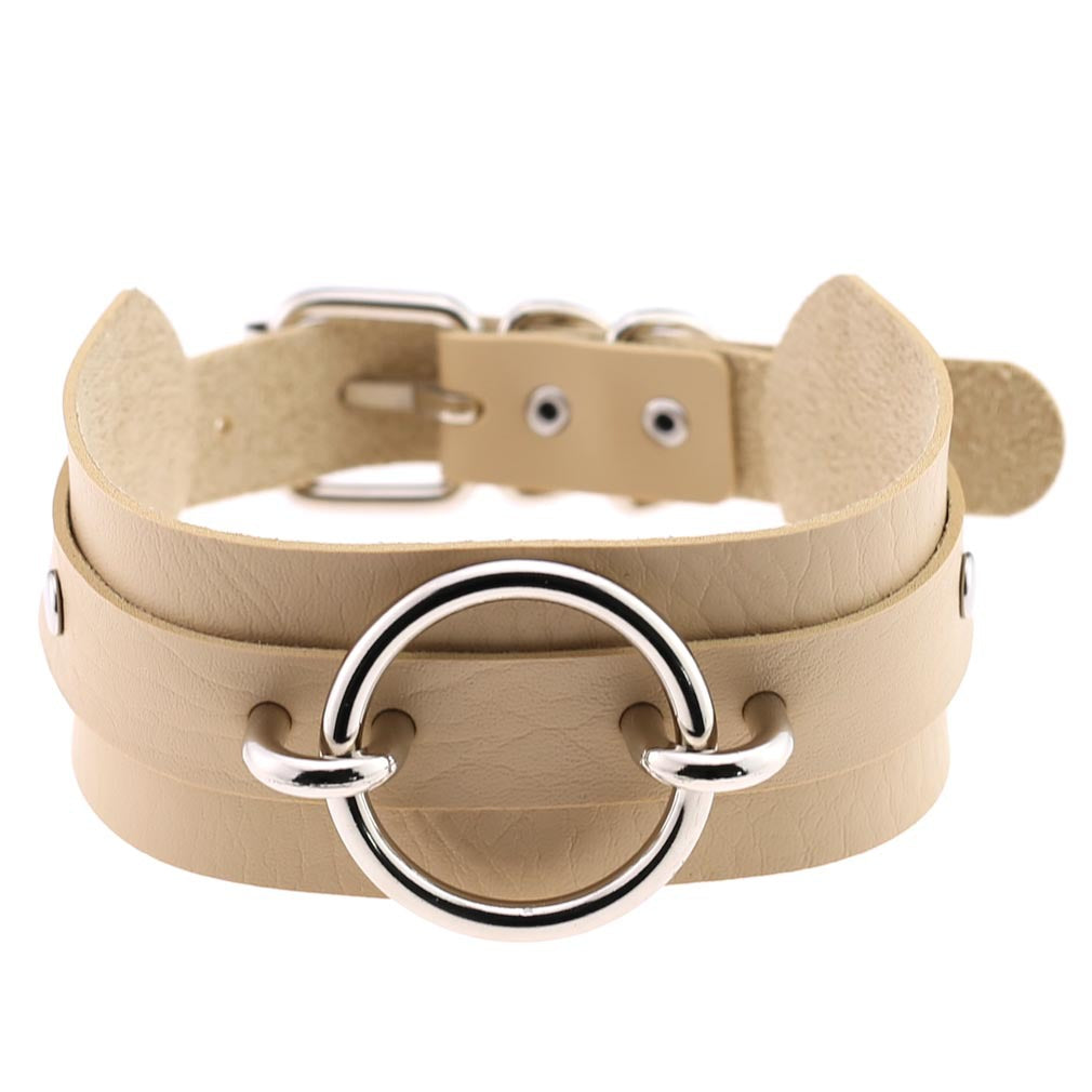 Exaggerated PU Leather Collar Neck Cover Wild O-shaped Necklace Neck Chain