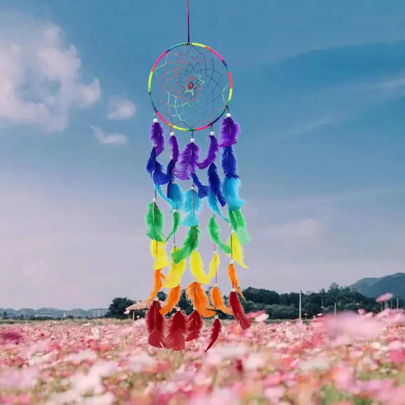 Dream Dream Catcher Colorful Dreamcatchers Handmade Rainbow Traditional Feather Hanging Home Wall Decoration Kid Bedroom Craft