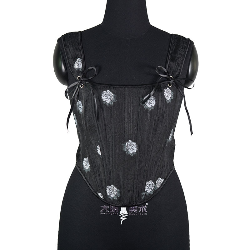 Rose Print Herringbone Corset Body Shaper