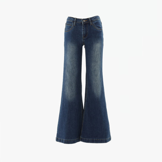 Blue Low-Waist Flared Jeans – Sass Meets Street