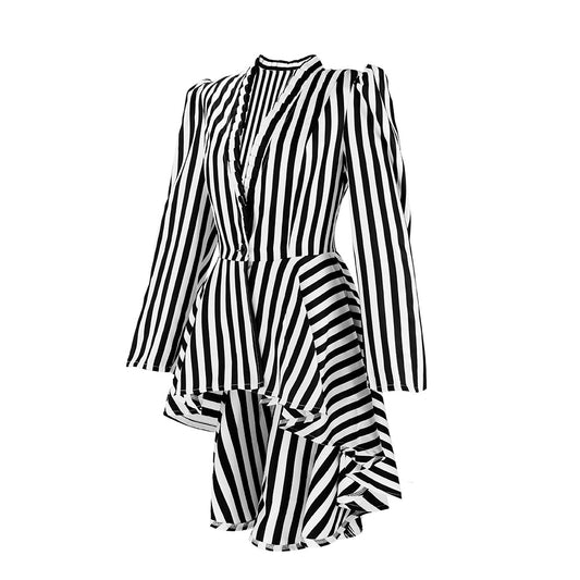 Medieval steampunk Victorian retro irregular striped coat tailcoat
