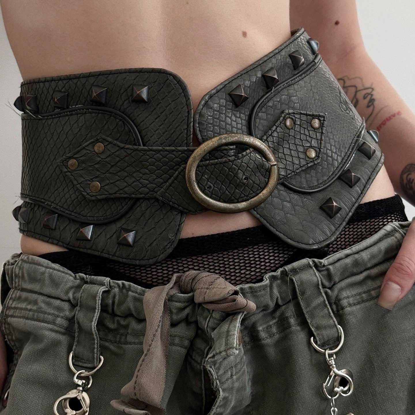 Reversible Metal Decorated Leather Stud Belt