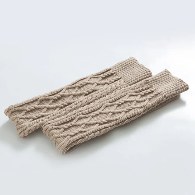Knitted knee over foot warm leg socks knitted yarn warm knee pads double diamond shaped floor socks
