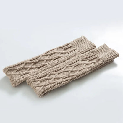 Knitted knee over foot warm leg socks knitted yarn warm knee pads double diamond shaped floor socks