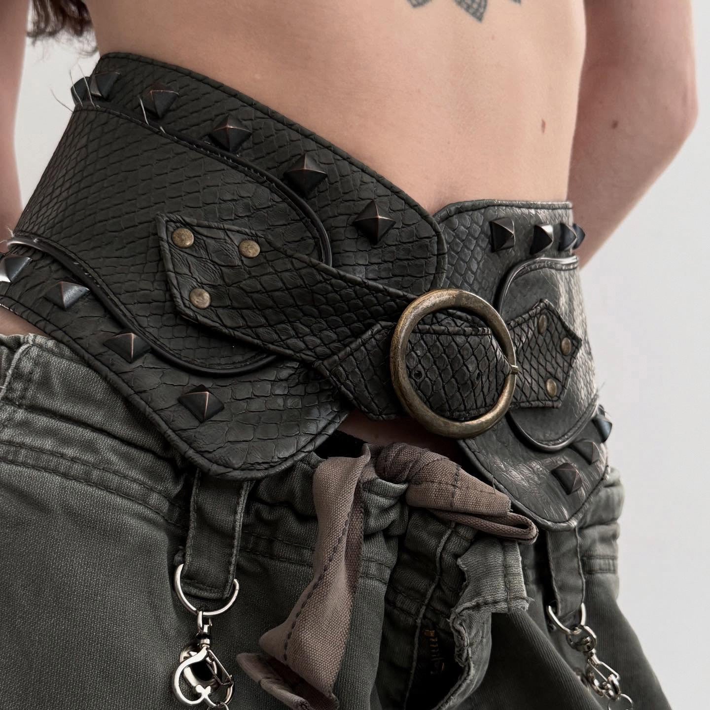 Reversible Metal Decorated Leather Stud Belt