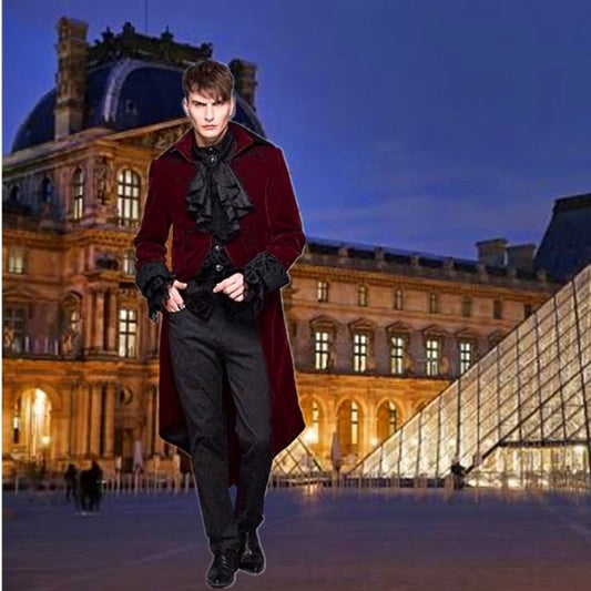 Vintage Medieval Court Men's Tailcoat Punk Gentleman Coat Gothic Style Jacket