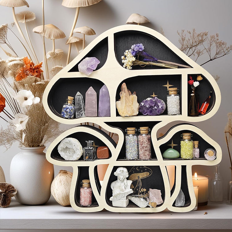 Witchy Decor Crystal Display Mushroom Shelf