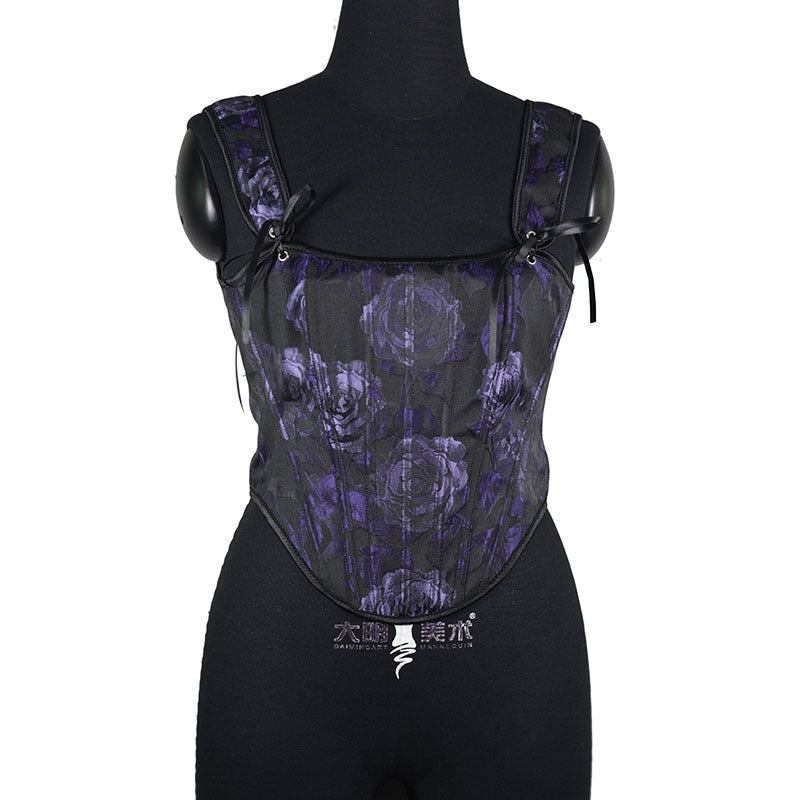 Rose Print Herringbone Corset Body Shaper