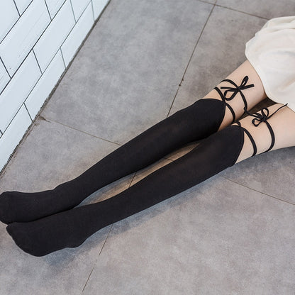 Lolita Cross-tie Over-knee Socks Sexy Long Tube Jk Uniform Calf Socks Female Japanese Middle and High Tube Stockings Cute Woman