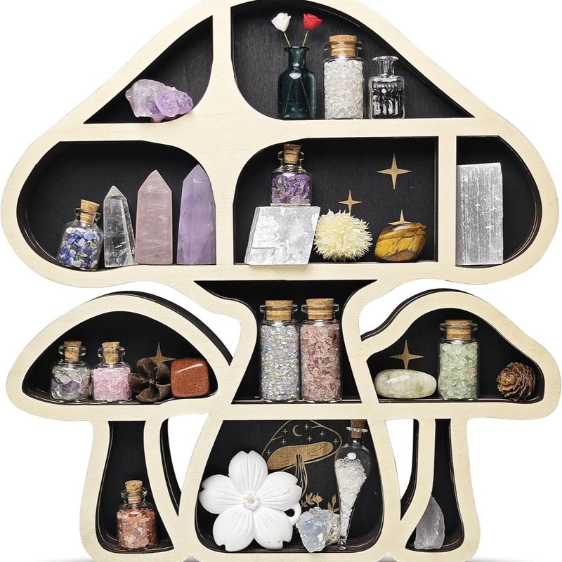 Witchy Decor Crystal Display Mushroom Shelf